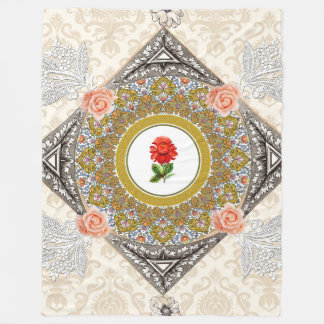 Collage vintage Retro med snöre och blommor Fleecefilt