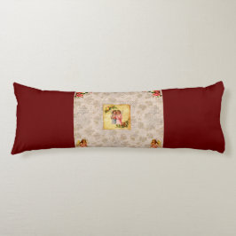 Collage vintage Retro med snöre och blommor Kroppskudde