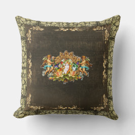 Collage vintage Retro med snöre och blommor Kudde