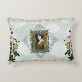 Collage vintage Retro med snöre och blommor Prydnadskudde