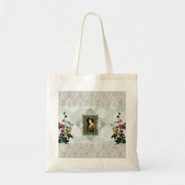 Collage vintage Retro med snöre och blommor Tygkasse