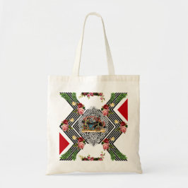 Collage vintage Retro med snöre och blommor Tygkasse