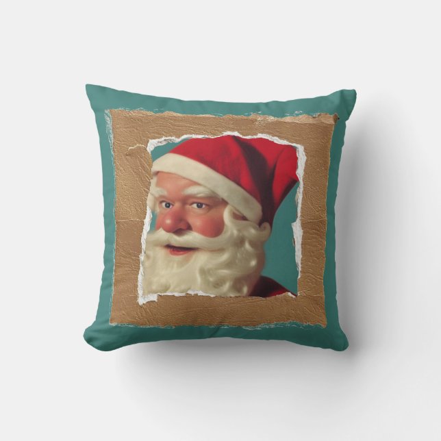 Collage vintage stil Santa roligt christmas Kudde (Framsida)