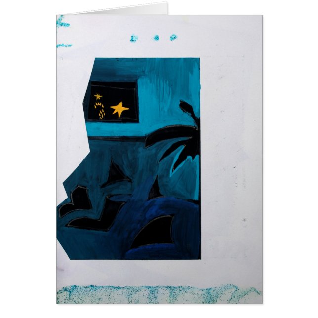 Collages Bruyants Artists Bok Blue Room 2 Card Hälsningskort (Framsidan)