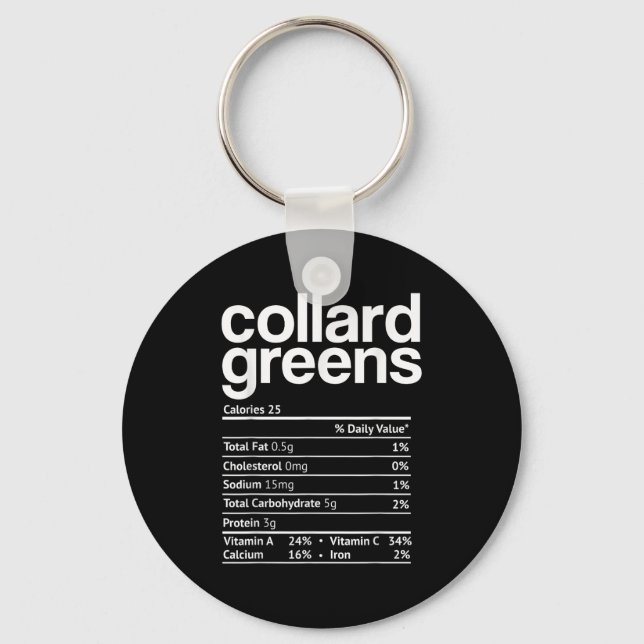 Collard Greens Nutrition Facts Funny Thanksgiving  Nyckelring (Framsida)