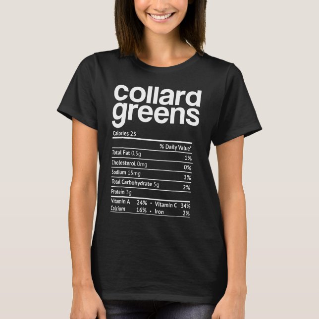 Collard Grönts Nutrition Facts Funny Thanksgiving T Shirt (Framsida)