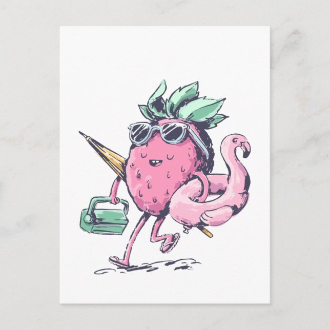 Colle Erdbeere   Quadratischer  Vykort (Framsida)