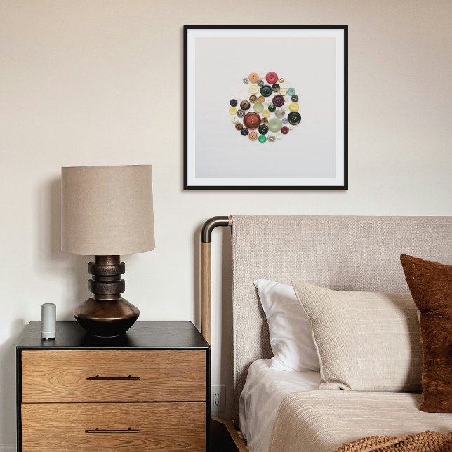 Collected Buttons Retro Vintage Square Art Print Poster (Skapare uppladdad)