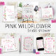 Rosa WildblomSöt Möhippa Menu Meny (Pink wildflower bridal shower collection of invitations, games, signs and day of event decor)