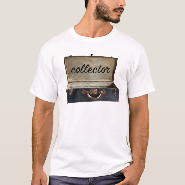 Collector word on old  antique trunk suitcase t shirt (Framsida)