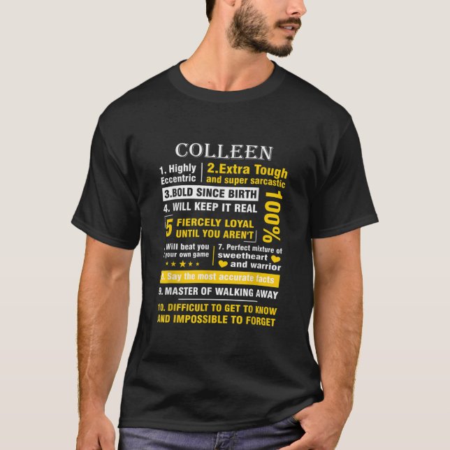 COLLEEN Mycket Eccentric 10 Facts First Namn T Shirt (Framsida)