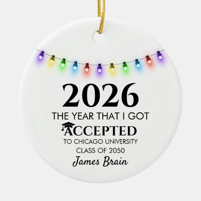 College Acceptance Ornament, College Ornaments,  Julgransprydnad Keramik (Framsidan)