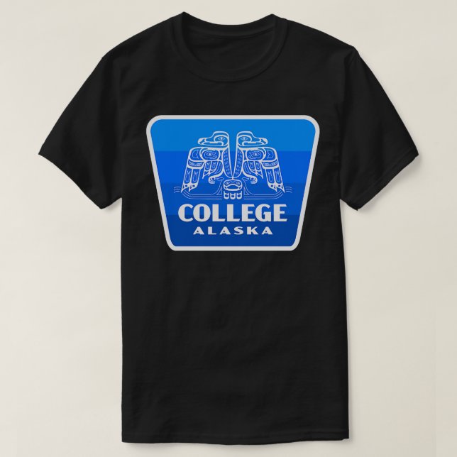 College Alaska Retro Bird Badge Blue T Shirt (Design framsida)