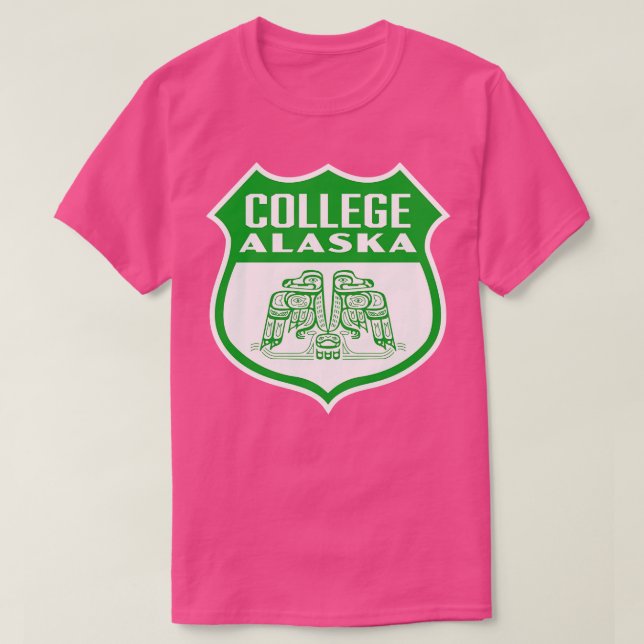 College Alaska Retro Bird Shield Grönt T Shirt (Design framsida)