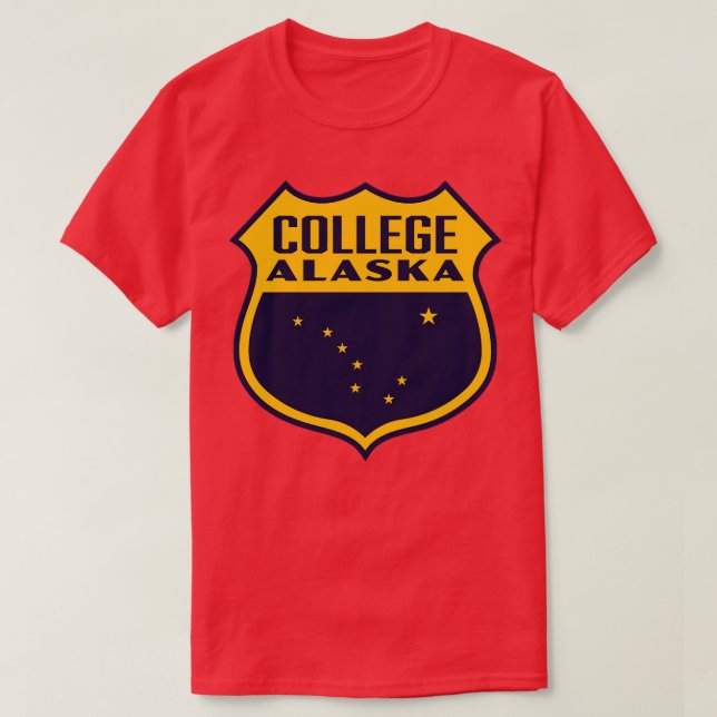College Alaska Retro Shield Gult T Shirt (Design framsida)