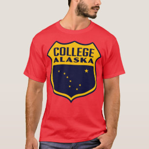 College Alaska Retro Shield Gult T Shirt