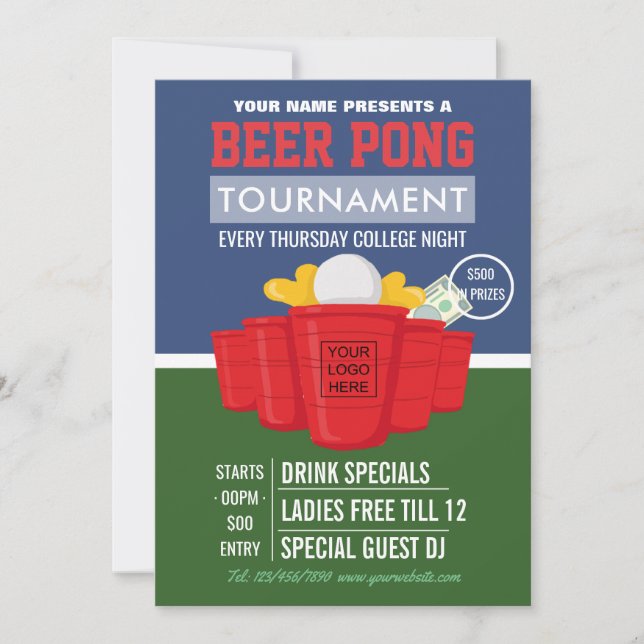 College Beer Pong Turnering tillägg logotyp annons (Framsida)