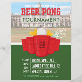 College Beer Pong Turnering tillägg logotyp och fo Reklamblad