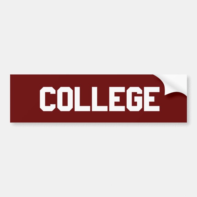College Bumper Sticker Bildekal (Framsidan)