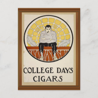 College Days Cigars Vintage Male Circle Ad Vykort