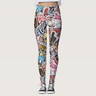 College Dynamic Art Urban Graffiti mönster Leggings