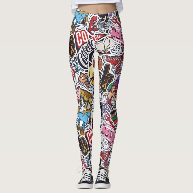 College Dynamic Art Urban Graffiti mönster Leggings (Framsida)