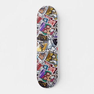 College Dynamic Art Urban Graffiti mönster Mini Skateboard Bräda 18,5 Cm