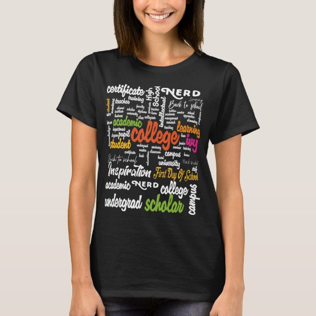 College Education Ord Cloud mönster T Shirt (Framsida)