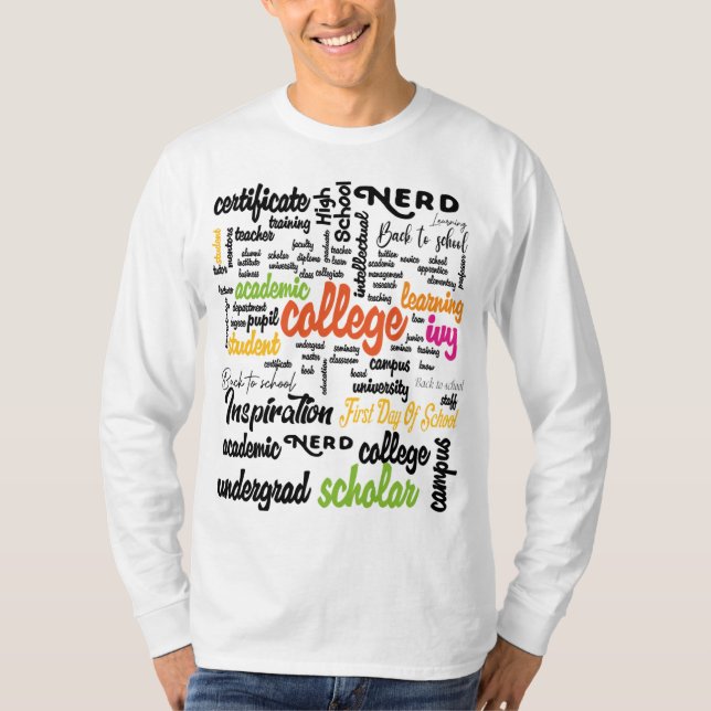 College Education Ord Cloud mönster T Shirt (Framsida)