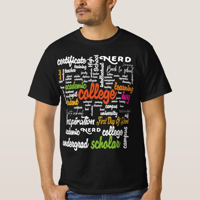College Education Ord Cloud mönster T Shirt (Framsida)