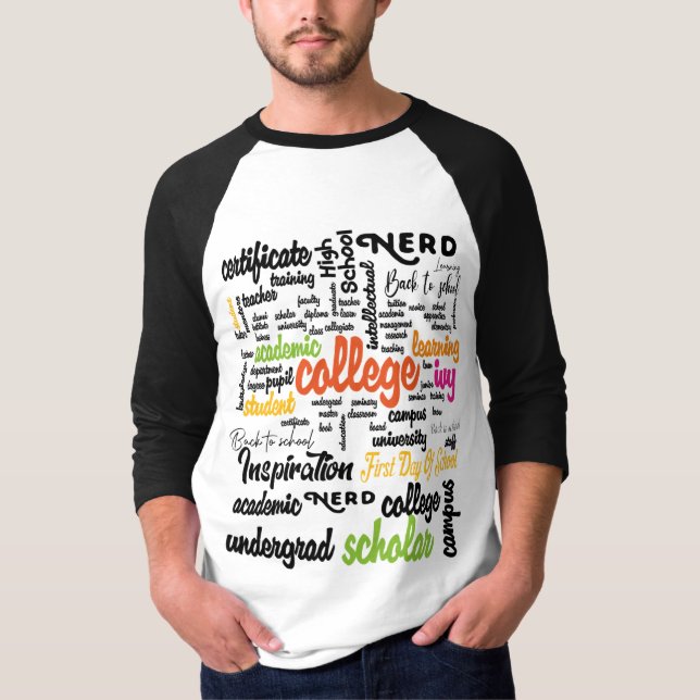 College Education Ord Cloud mönster T Shirt (Framsida)