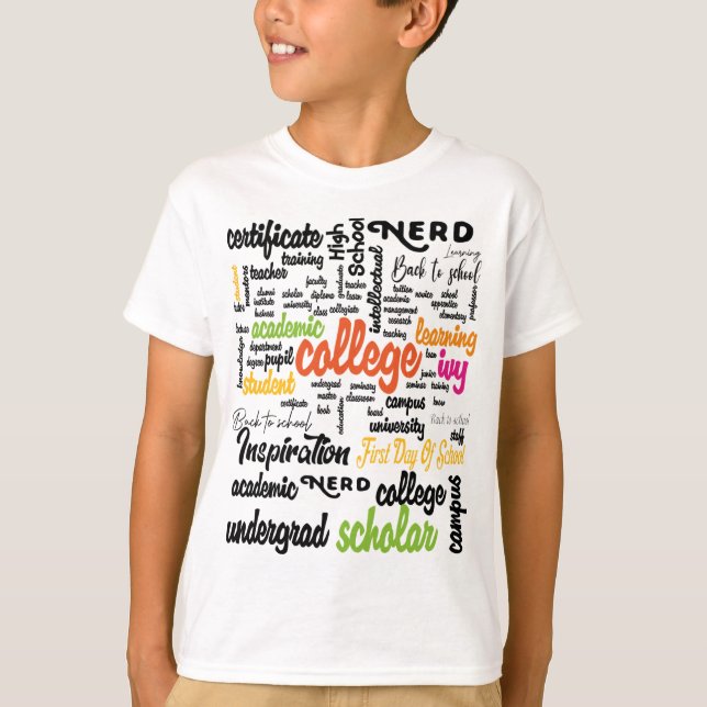 College Education Word Cloud patterns T Shirt (Framsida)