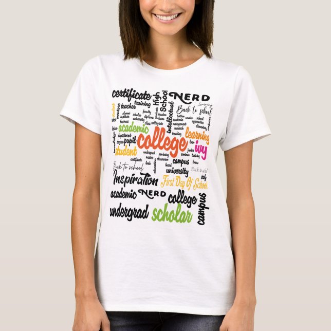 College Education Word Cloud patterns T Shirt (Framsida)