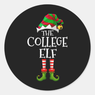 College Elf Roligt Matching Pajama Group jul Wo Runt Klistermärke