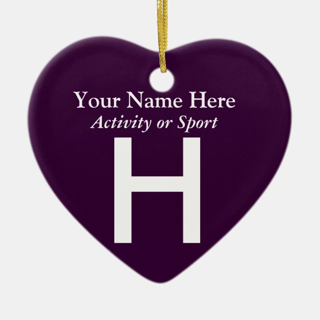 College eller High School Varsity Brev Keepsaké Julgransprydnad Keramik (Framsidan)