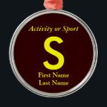 College eller High School Varsity Brev Keepsaké Julgransprydnad Metall<br><div class="desc">Klicka på "anpassa" om du vill anpassa presenten med din egen bakgrund och egna teckensnittsscheman i färg.</div>