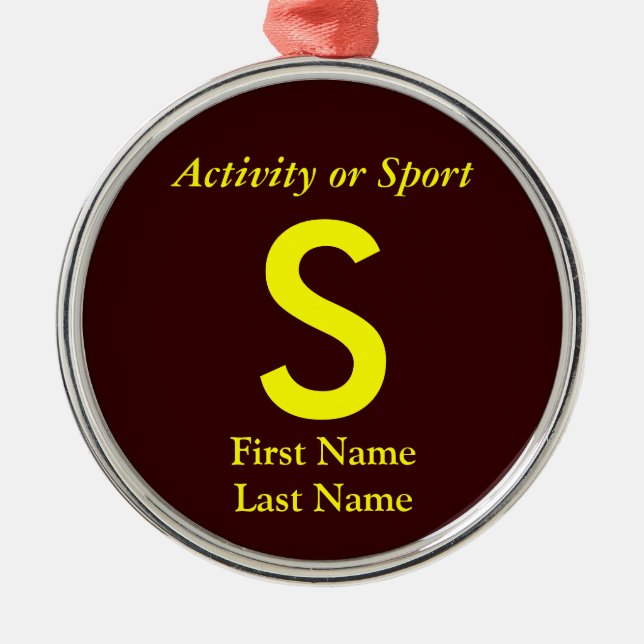 College eller High School Varsity Brev Keepsaké Julgransprydnad Metall (Framsidan)