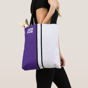 College Färg Lila & White Monogram Tygkasse