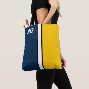 College Färg Mörk blått & Maize Gult Monogram Tygkasse