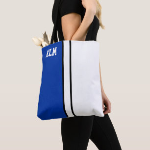 College Färg Royal Blue & White Monogram Tygkasse