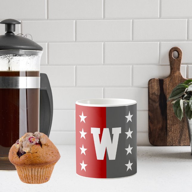 College Färg Scarlet Red & Mörk Grått Monogram Kaffemugg (Skapare uppladdad)