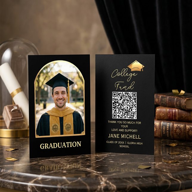 College fund Black & Gold Graduation Card Visitkort (#Graduation2026
#ClassOf2026
#GraduationInvitation
#GraduationParty
#SeniorGraduation
#GradCelebrati)