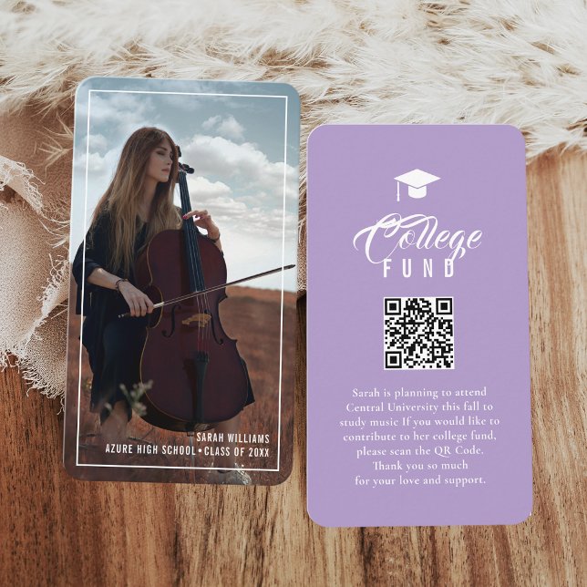 College Fund Modern Minimal Typography Lavender Tilläggskort (Skapare uppladdad)