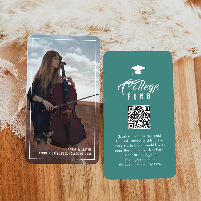 College Fund Modern Minimal Typography Teal Tilläggskort (Skapare uppladdad)