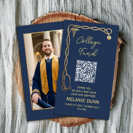 College fund Navy Blue & Gold Medical graduation Visitkort