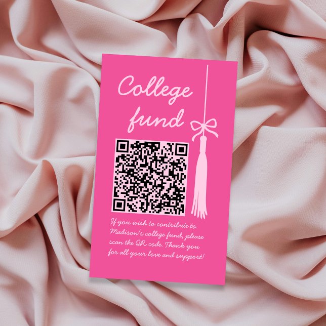 College Fund Pink Gift Qr Code Graduation Tilläggskort (College Fund Pink Gift Qr Code Graduation Enclosure Card)
