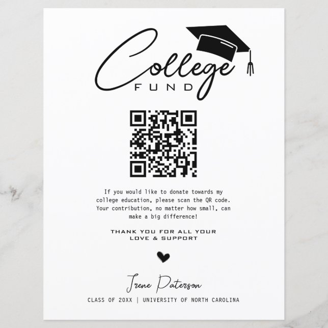 College Fund Qr Code Black White Studenten Modern (Framsida)