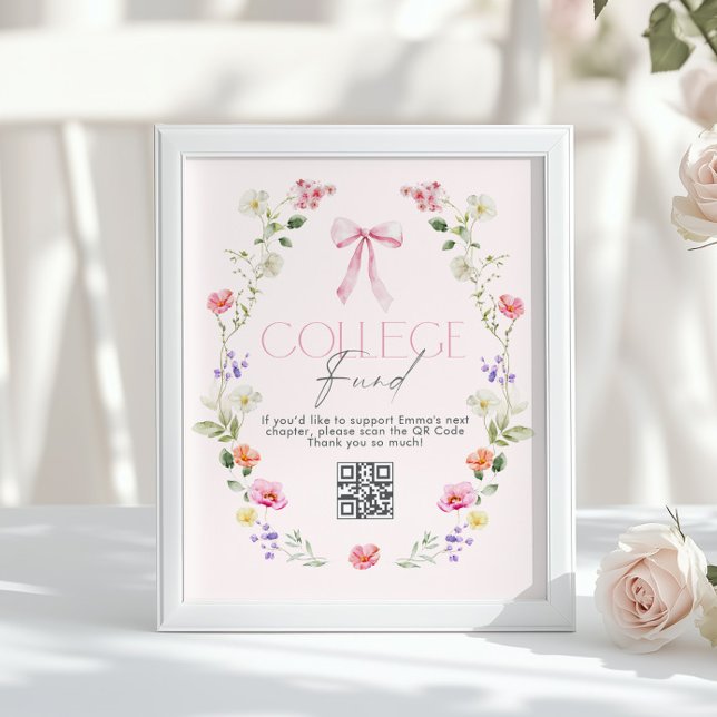 College Fund Qr Code Graduation Pink Bow Poster (Skapare uppladdad)