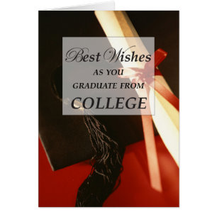 College Gradua, Diploma och Cap, Black on Red Hälsningskort