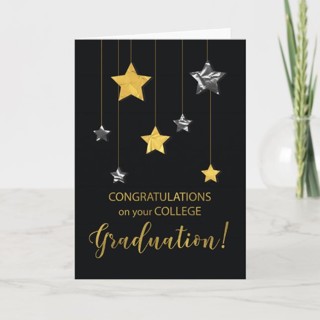 College Graduation Grattisarna Guld och Silver Kort (Framsida)